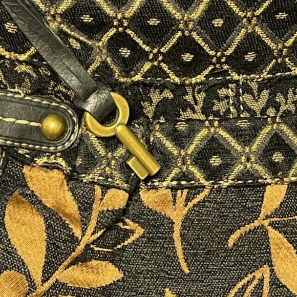 Fossil Floral/Geometric Fabric Shoulder Bag Adjustable Strap 11.5"x10.5" - Picture 3 of 16